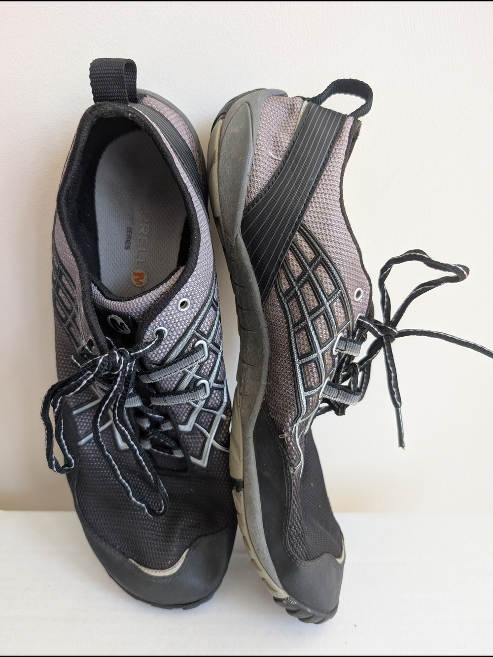 Merrell Trail Glove 2 Barefoot Running Shoes Men 10.5 Black Silver J41779 Vibram